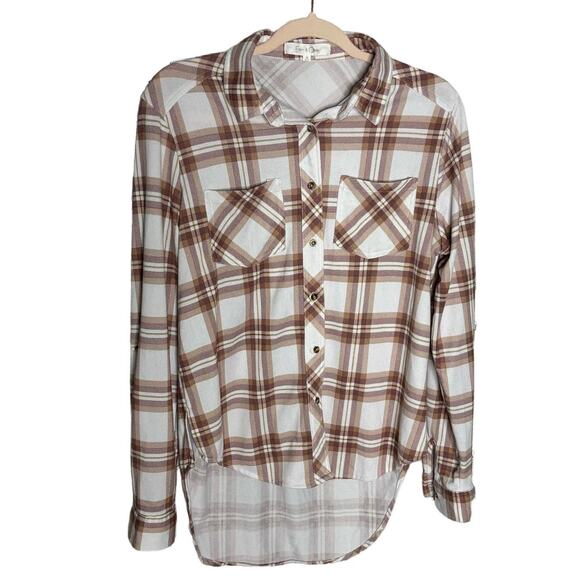 Eden & Olivia Plaid Button-Front Long Sleeve Roll Tab Shirt Women's Size: Medium - Picture 1 of 8